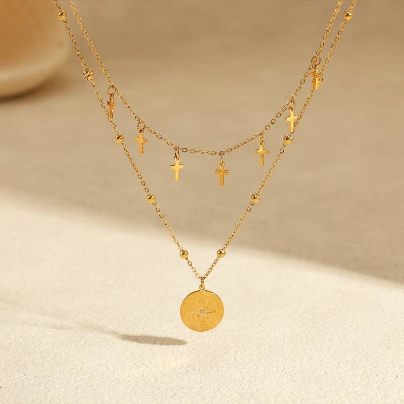 EVA Layered Cross Necklace