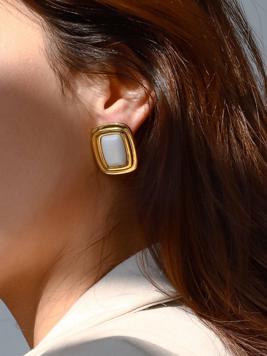 EVA Classy Square Earring: White