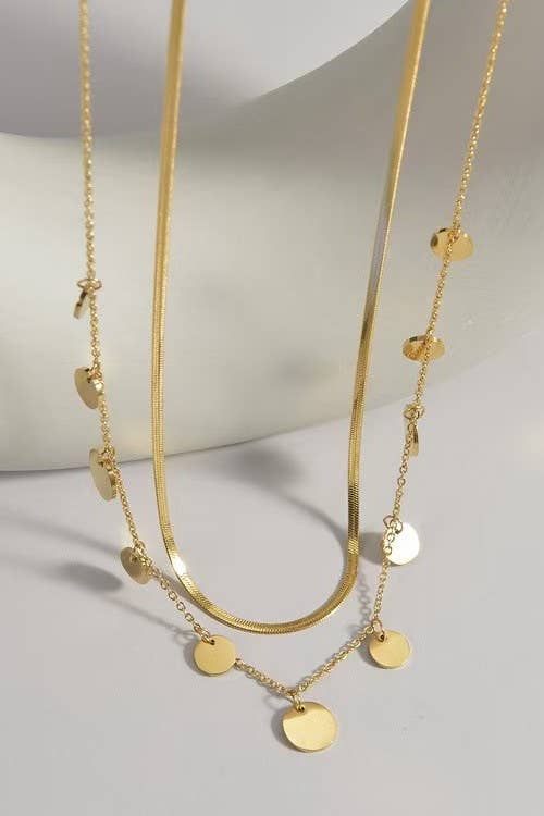 EVA Double Layered Round Drop Necklace