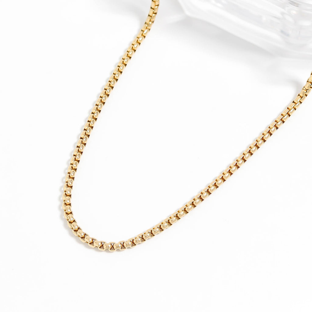 Stainless Steel Rounded Box Chain: Gold / 26"