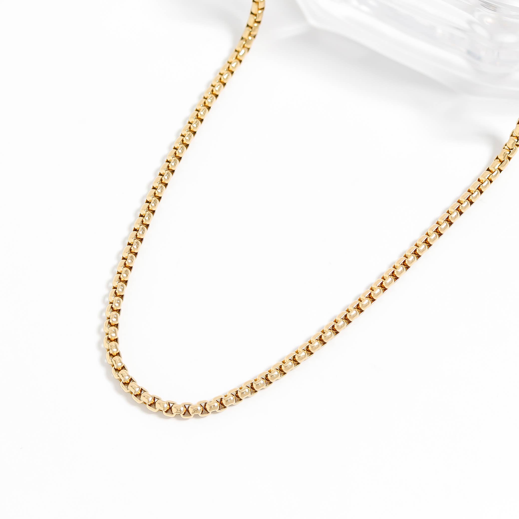 Stainless Steel Rounded Box Chain: Gold / 26"