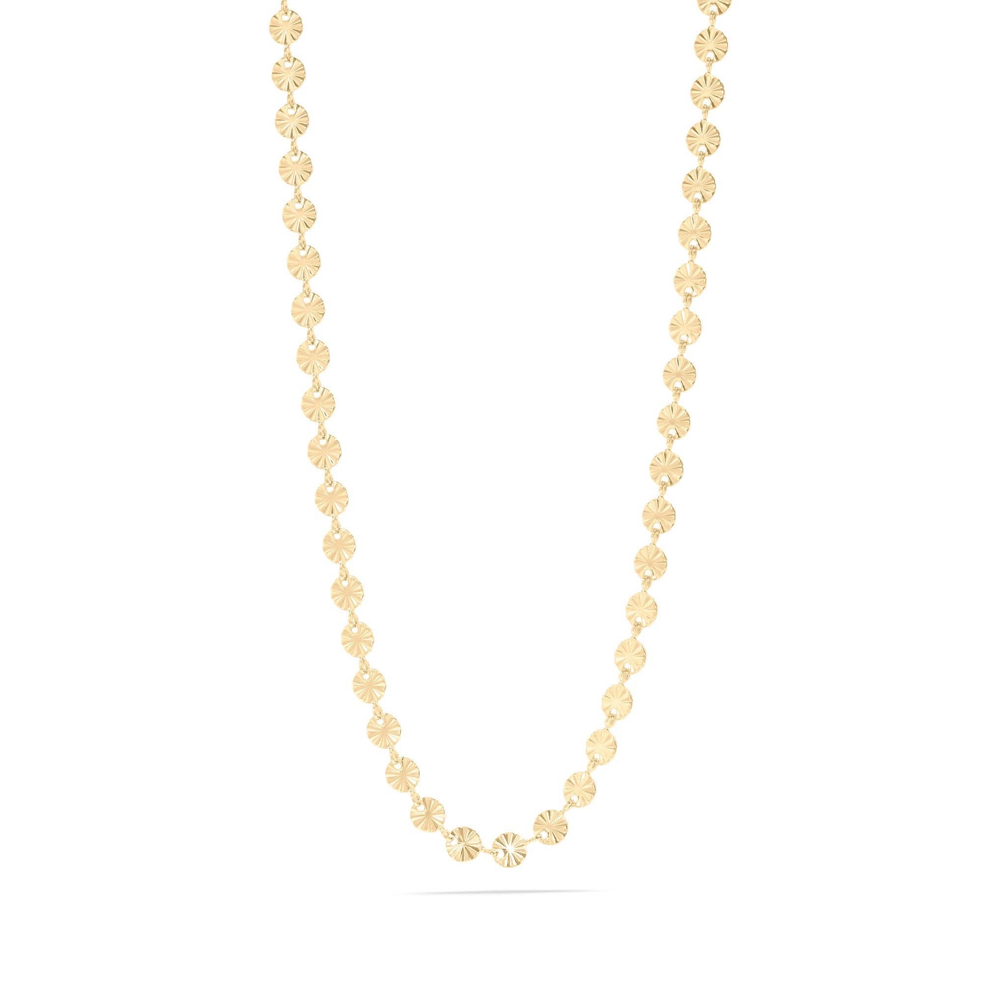 18K Gold PVD Stainless Steel Sunburst Chain Necklace: Stainless / 16+2"