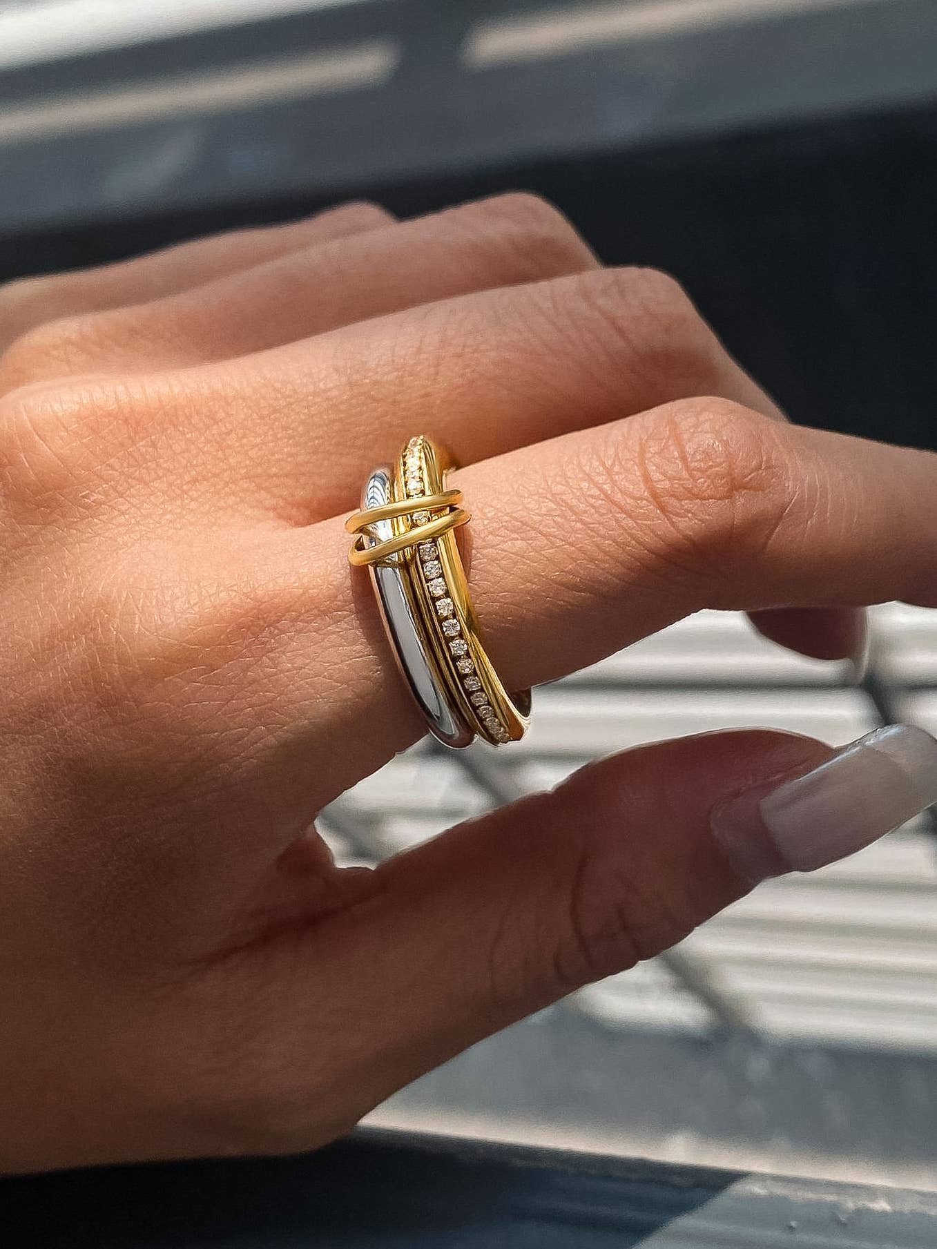 EVA Mixed Metals Double Love Ring: Size 8