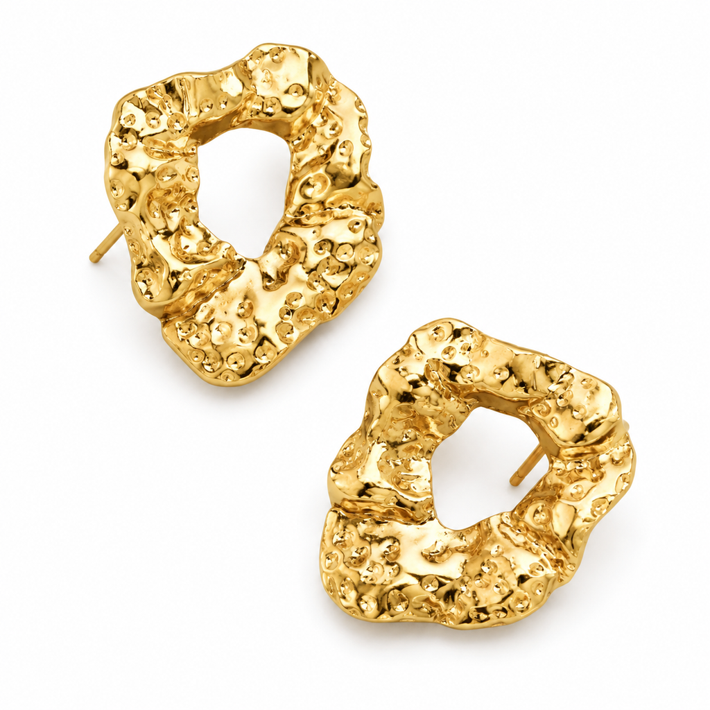 EVA Gold Circle Stud Earrings