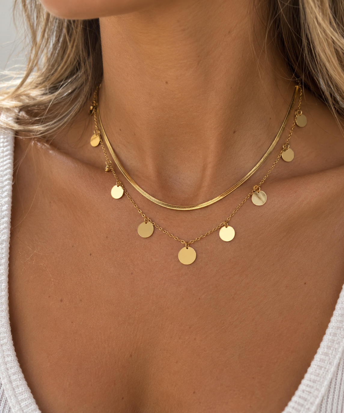 EVA Double Layered Round Drop Necklace