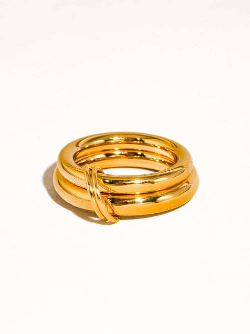 EVA Double Love Gold Ring: Size 7