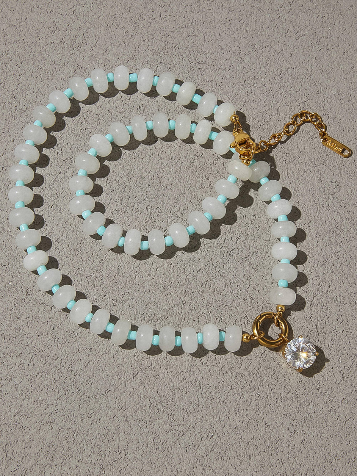 EVA Annecy Necklace: White & Baby Blue
