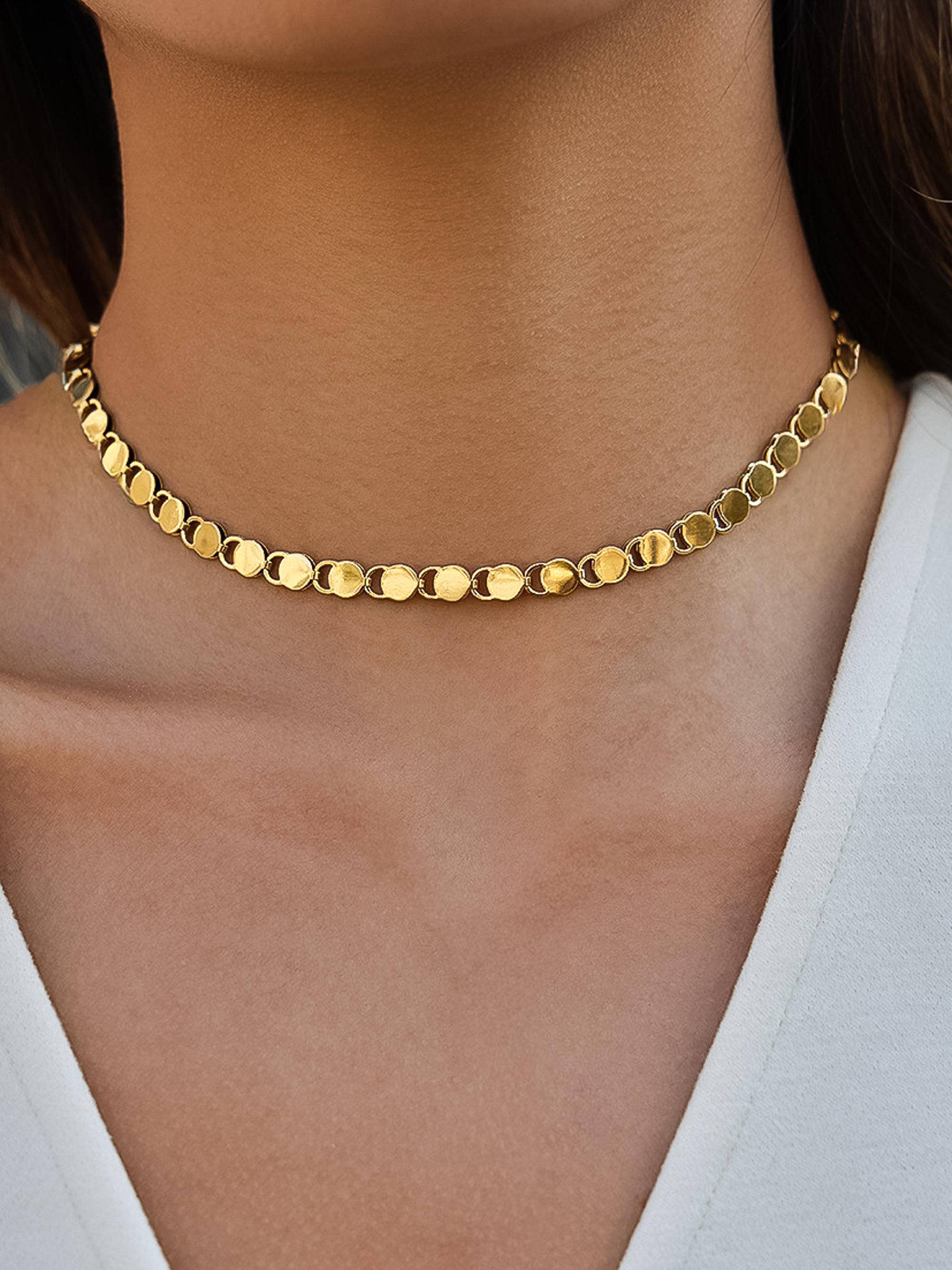 EVA Gold Disc Link Necklace