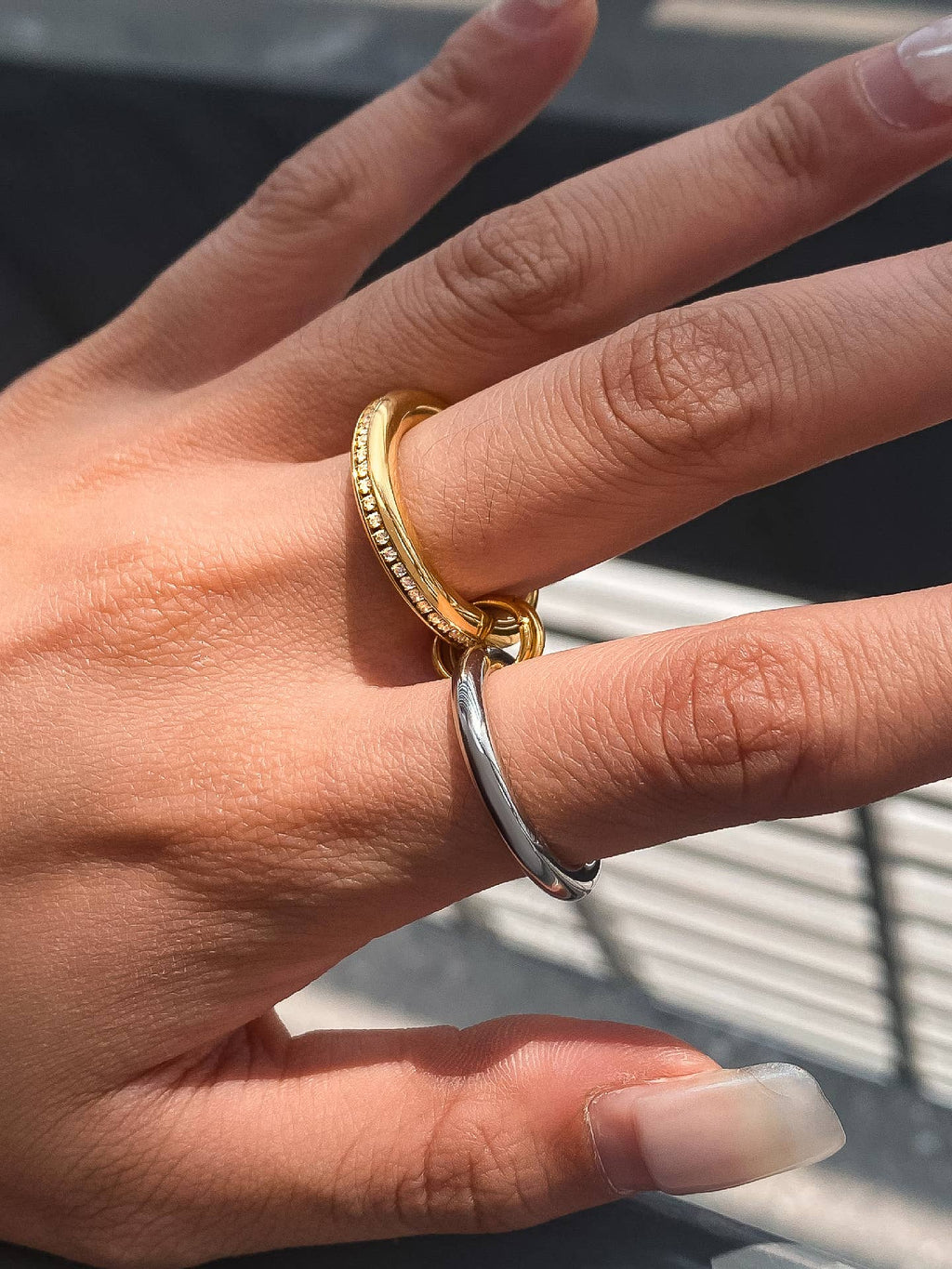 EVA Mixed Metals Double Love Ring: Size 8