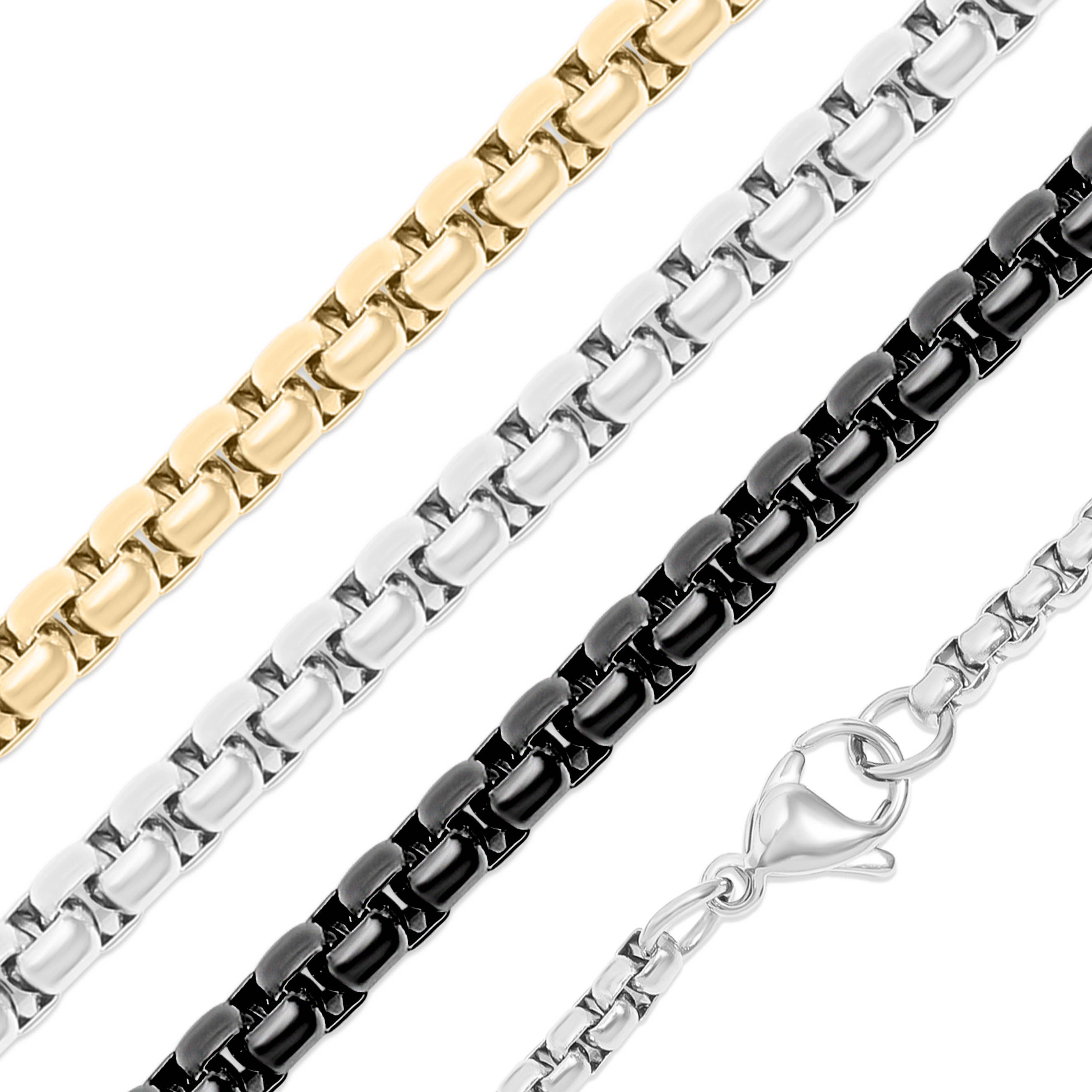 Stainless Steel Rounded Box Chain: Gold / 26"