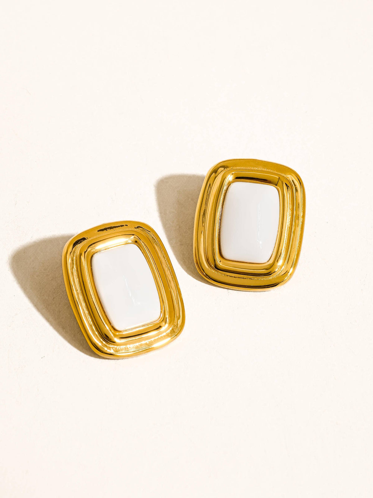 EVA Classy Square Earring: White