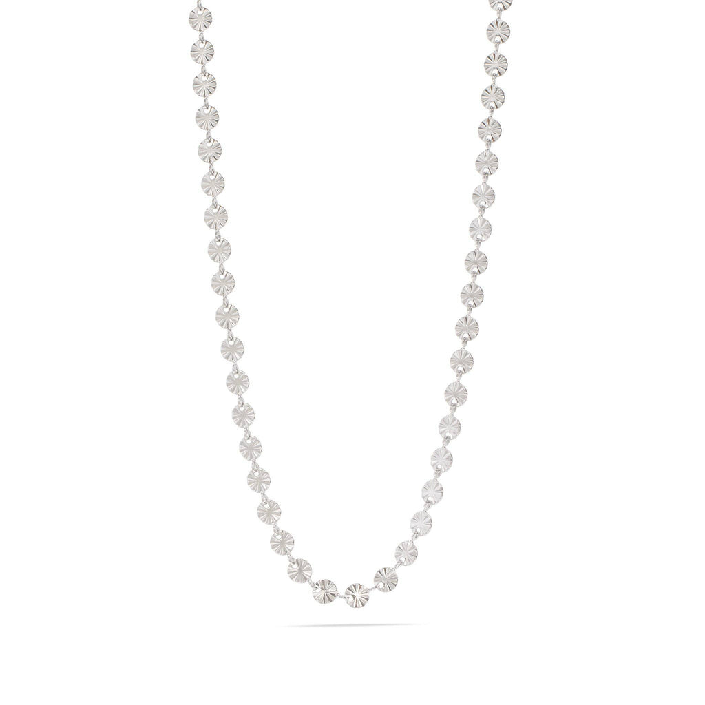 18K Gold PVD Stainless Steel Sunburst Chain Necklace: Stainless / 18+2"
