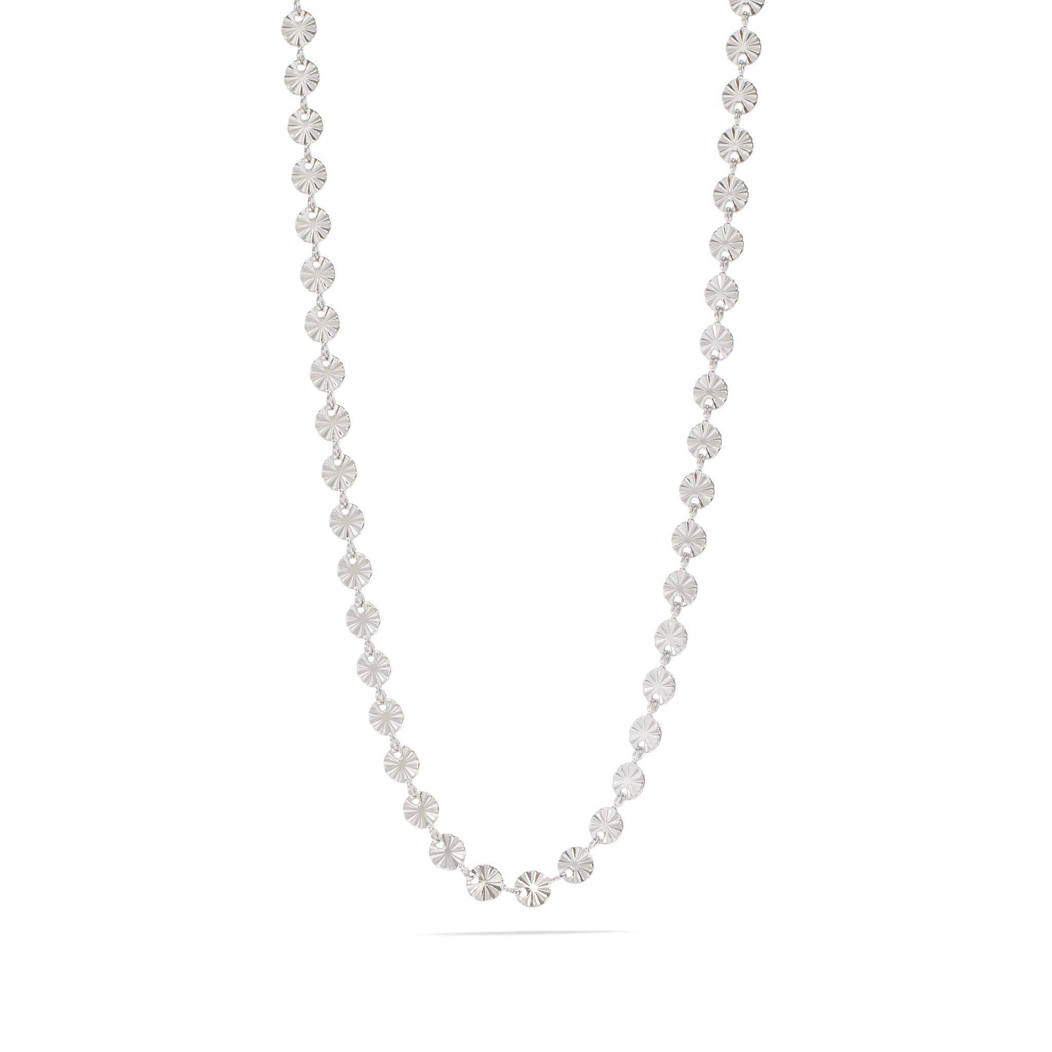 18K Gold PVD Stainless Steel Sunburst Chain Necklace: Stainless / 16+2"